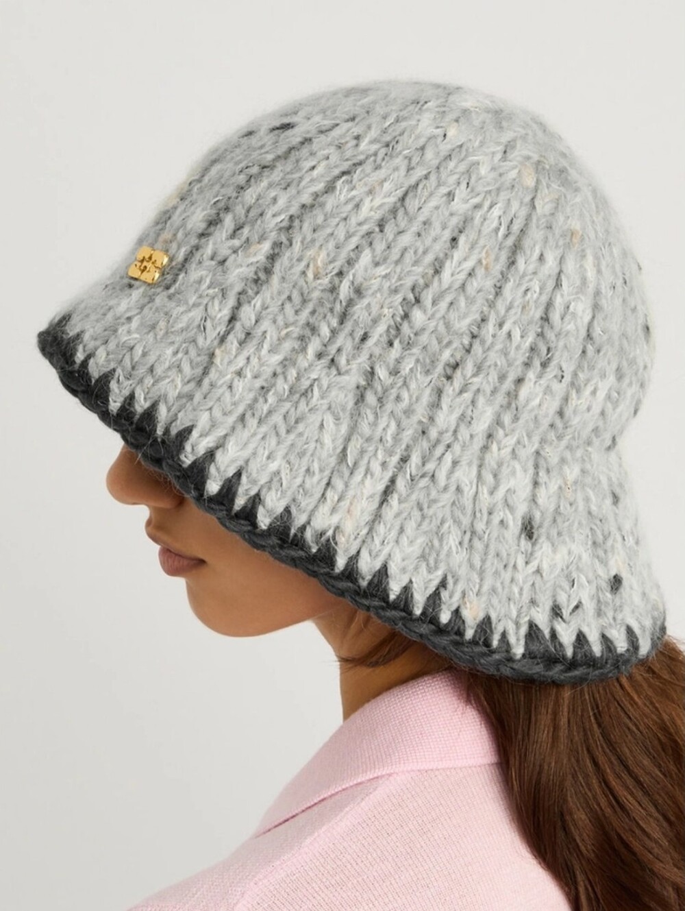 Ganni Will Blend Handknit Bucket Hat In Grey